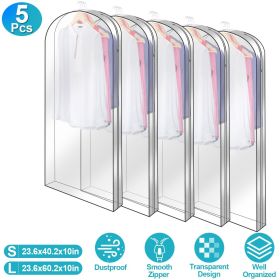 5 Pack Garment Bag for Hanging Clothes Dustproof Waterproof Hanging Clothes Storage Bag Clear Transparent Suits Cover for Sweater Jacket Coat Dress Sh (size: L)