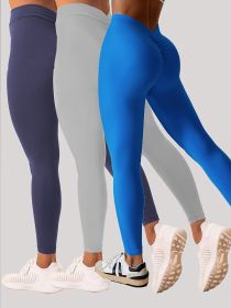 3 Pack Women's Yoga Leggings With High Waistband, Moisture-Wicking, And Stretchy, Perfect For Outdoor Activities And Fitness (Color: 3PACK4, size: M)