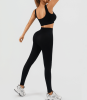 Women's Workout Outfits Ribbed Tank 2 Piece Seamless High Waist Gym Outfit Yoga Shorts Leggings Sets