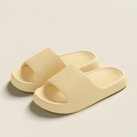 Solid Thick-soled Home Slippers Summer Non-slip Floor Bathroom Slipper For Women Men's House Shoes (Option: Yellow-36to37)